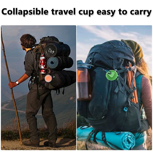 Litoexpe 2 Pack Silica gel Collapsible Travel Cup 270ml, Grey & Green | with Lids, Portable Folding Camping Cup, for Camping and Travel - color: Grey & Green