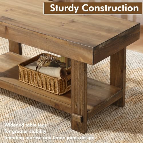 HOKYHOKY Solid Wood Entryway Bench - 42.6" Farmhouse Long Narrow Benches - size: 42.6"