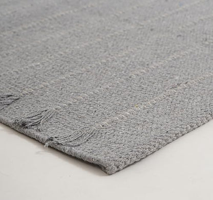 Indian Handmade 100% Organic Cotton Yoga Mat, Hand Woven Rug, Yoga Mat For Everyday Fitness at Home Comfortable Foldable Long Mat - color: Light Gray