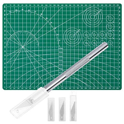 Anezus Craft Knife Precision Cutter and Self Healing Cutting Craft Mat Hobby Knife Set with 30 PCS Knife for Art Hobby Craft Scrapbooking Stencil - color: A.green