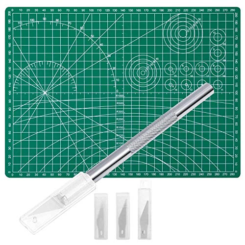 Anezus Craft Knife Precision Cutter and Self Healing Cutting Craft Mat Hobby Knife Set with 30 PCS Knife for Art Hobby Craft Scrapbooking Stencil - color: A.green