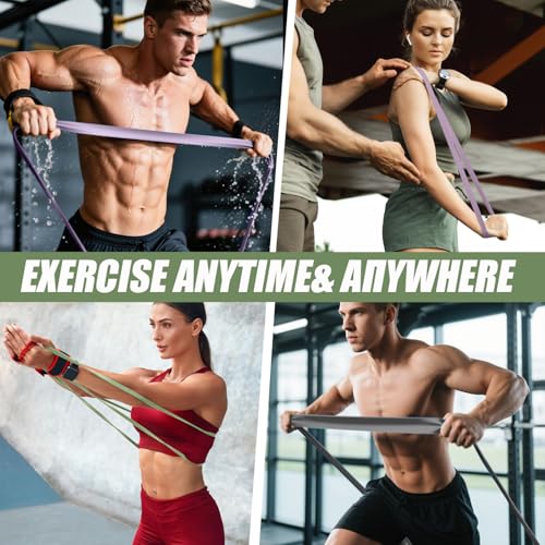 WHATAFIT Resistance Bands, 5 Level Pull Up Assistance Bands for Working Out - color: 2.3-56.7kg(5-125파운드) 그레이 퍼플+그립