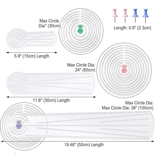 3-in-1 Mandala Ruler Tool with Holes, 3 Size Mandala Dot Art Circle Maker, Compass Protractor Straight Dotting Ruler for DIY Drawing Stencil Mandala Pattern Design