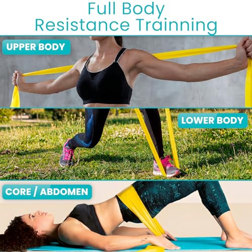 Vive Professional Resistance Bands - 25 Yard Non-Latex Roll for Physical Therapy, Lower and Upper Body Exercise Workout - Straight Elastic for Strength Training, Rehabilitation, Women, Men - color: Yellow