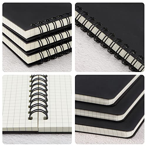EUSOAR Graph Paper Spiral Notebook, B5 3Pack 7.3"x10.2" 120 Pages Hardcover Paper Notebook Journals, Wirebound Journal Sketch Notebook for Math and Science Students Engineering Artist Drawing - color: Black, size: B5