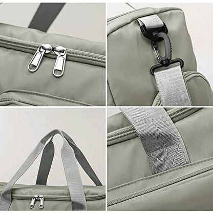 Suruid Gym Bag with Shoe Compartment, Sports Duffle Bag for Women, DGray - color: Dark Gray