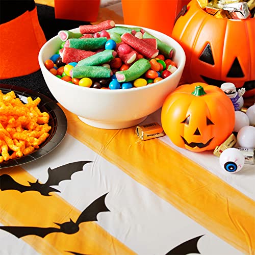 MATICAN Halloween Tablecloth, 6-Pack Disposable Halloween Table Cloths, Bats Plastic Table Covers, 54 x 108 Inches, Halloween Party Decorations - color: Bats