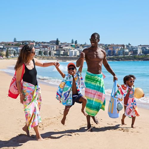 Dock & Bay Kid's Towel - Quick Dry, Sand Free - Compact, Lightweight - 100% Recycled - Includes Bag - Good Vibes Club - Large (160x90cm, 63x35) - color: Good Vibes Club, size: Large (160x90cm, 63x35")
