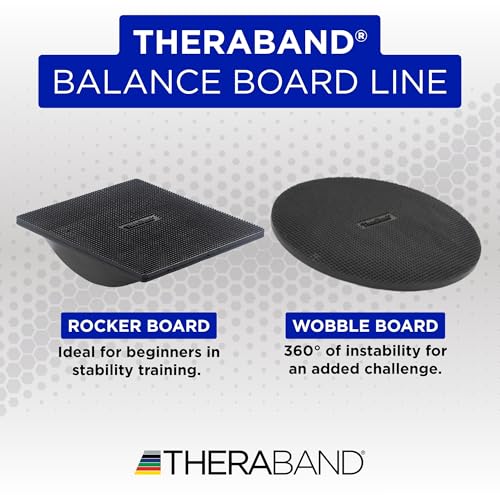 THERABAND Wobble Board, Round Balance Trainer, Core Strength, Non-Slip | Round wobble board for balance, agility, and core strength training in physical therapy - style: Wobble Board