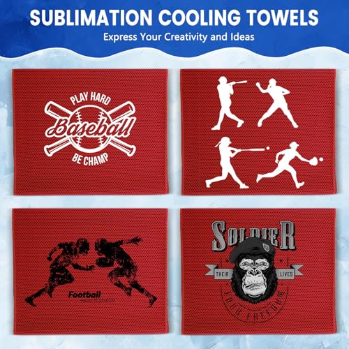 Hosuly 150 Pack Cooling Towels Bulk 40 x 12 Inch Large Chilly Breathable Sweat Sports Cold Towels Sublimation Microfiber Ice Neck Rag for Hot Weather Workout Gym Team Gift (Red) - color: Red