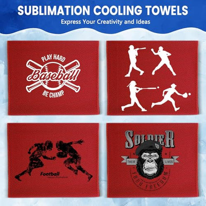 Hosuly 150 Pack Cooling Towels Bulk 40 x 12 Inch Large Chilly Breathable Sweat Sports Cold Towels Sublimation Microfiber Ice Neck Rag for Hot Weather Workout Gym Team Gift (Red) - color: Red