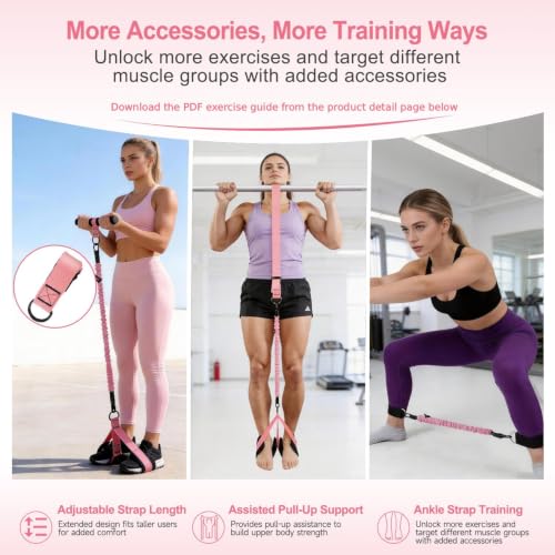 Multifunction Pedal Resistance Band with Handle & Ankle Straps 30/40/40 lbs,Elastic Yoga Tube Adjustable Resistance Bands with Handles,Portable Exercise Bands with Handles at Home Workout Equipment
