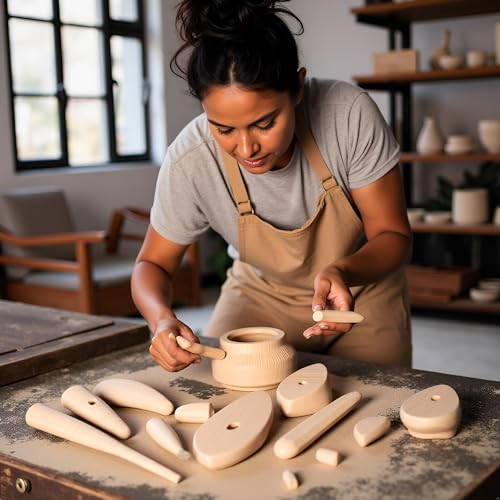 5 Pcs Wooden Pottery Clay Ribs Ceramic Potter Rib Ceramic Clay Sculpting Scrapers Tools Pottery Shaping Trimming Tools Ceramic Pottery Tools
