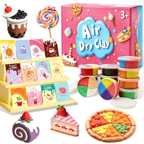 CAMIRUS Air Dry Clay Kit, 12PCS DIY Modeling Magic Clay Toys for Kids Valentine Easter Party Favors Classroom School Prize Rewards Gifts Exchange