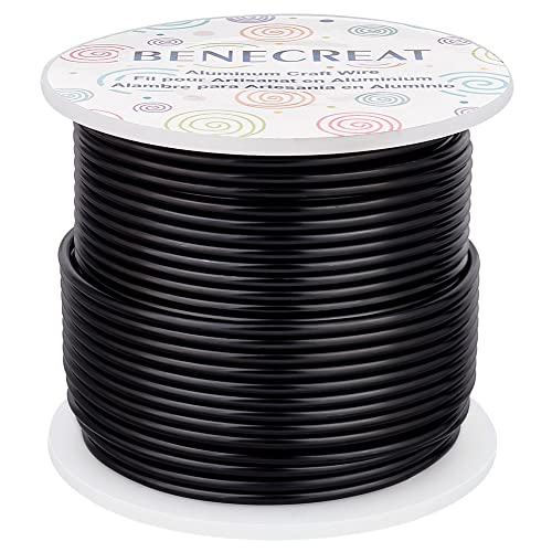 BENECREAT 12 17 18 Gauge Aluminum Craft Wire (12 Gauge,100FT) Anodized Jewelry Making Beading Floral Black Aluminum Craft Wire for Plant Gardening, Sculpting Model Making - color: Black, size: 12 Gauge