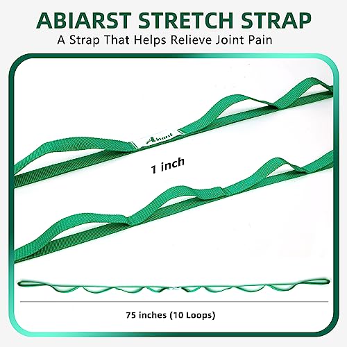 Abiarst Stretching Strap Yoga Straps for Physical Therapy, 10 Loops Non-Elastic Stretch Band for Pilates, Flexibility, Exercise and Gymnastics - color: 2-Pack (Black+Green)