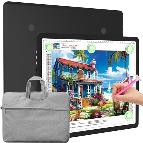 Elice Magnetic A3 Light Board with Bag for Diamond Painting, Tracing LED Light Box with Side Buttons, Super Bright Diamond Art Light Pad, Light Table for Drawing, Sketching, Weeding Vinyl - Black - color: Black, size: A3 with Carry Bag