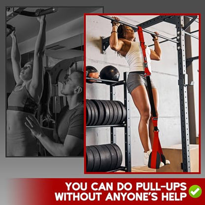 HOXWC Pull Up Assistance Bands, Adjustable Heavy Duty Resistance Band for Pull Up, 3 Pull Up Bands, Comfortable Fabric Feet/Knee Rest, Assistance Bands for Pull-Up, Home Fitness, Body Stretching - color: Red