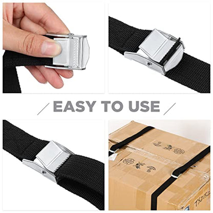Riakrum 4 Feet 15 Pack Lashing Straps with Buckles, Adjustable, Black - color: Black, size: 4 Feet