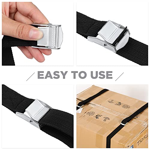 Riakrum 16 Feet 15 Pack Lashing Straps with Buckles, Adjustable, Black - color: Black, size: 16 Feet