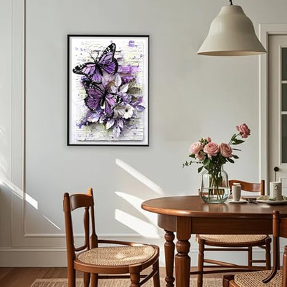DOTZSO Butterfly Diamond Painting Art Kits for Adults Beginners 12x16 Inch | 5D Full Drill Resin, Landscape Pattern, Fits All Ages, Leisure Craft, Stress Relief, Wall/Shelf Display, All-Occasion Gift - color: AC Butterfly