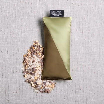 TARA Spa Therapy Herbal-Ease Aromatherapy Pillow Gift Bag Set, Neck + Silk Eye Pillow, Green Olive - color: Green Olive