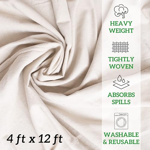 All Purpose Canvas Drop Cloths - Drop Cloth for Painting, Floor Cover, Heavy Duty Protection for Furniture & Surfaces, Reusable Painters Canvas Tarp for Renovation (2 Pack 4x10) - size: 2 Pack - 4x10