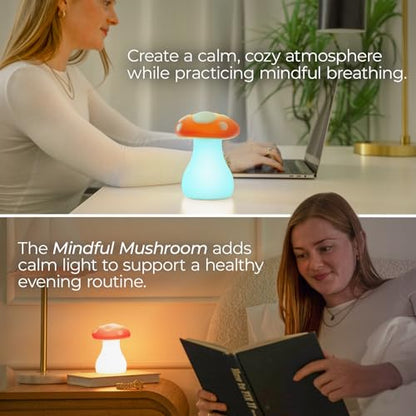 Mindsight 'Breathing Buddha' Guided Visual Meditation Tool for Mindfulness | Slow Your Breathing & Calm Your Mind for Stress & Anxiety Relief | Perfect for Adults & Kids | USB Rechargeable - size: Mushroom