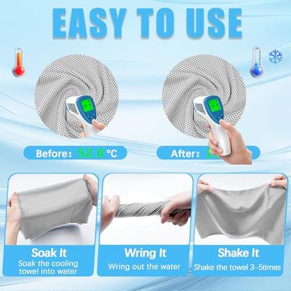SOYOK 4 Packs Cooling Towels, 40" x 12" Cooling Towels for Neck and Face | High-density microfiber,Soft Breathable,Portable,Reusable, Waterproof Bag,Carabiner,for Running, Yoga, Travel, Climb - color: Light Grey/Light Grey/Dark Grey/Dark Grey