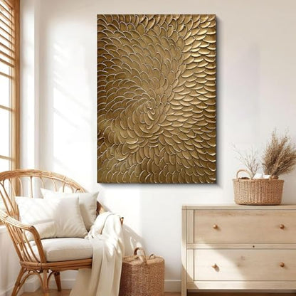 NANKAI Art Dark gold thick texture abstract oil painting hand-painted 3D wall art 40x28 inch canvas wall art Deco painting - color: NKHB247
