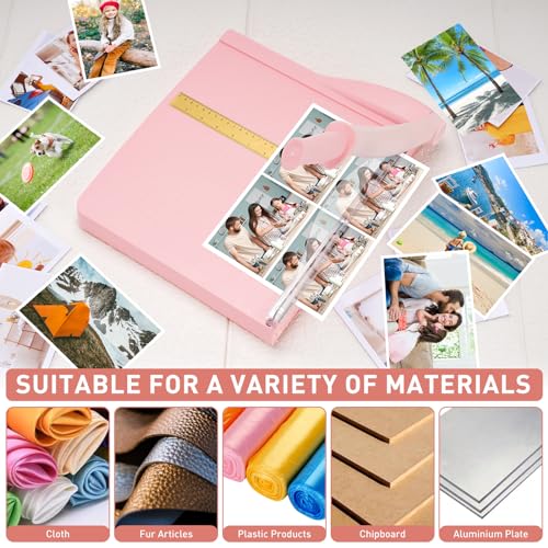 Paper Cutter, Paper Slicer with Safety Guard and Blade Lock, 12" Cut Length Guillotine Paper Cutter with 16 Sheet Capacity, Paper Cutters and Trimmers for Cardstock Cardboard (Pink) - color: Pink