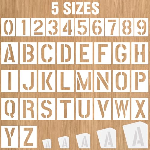 1/2/3/4 Inch Letter and Number Stencils, 144 Pcs Reusable Alphabet Number Templates, Plastic Alphabet Symbol Template Kit for Painting on Wall, Wood, Chalkboard, Door Porch