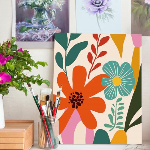 Nuberlic 10 Packs 8X10 Pre Drawn Canvas for Painting Floral Pre Printed Canvas Painting Kit Vibrant Botanical Pre Drawn Canvas to Teens Night Party Supplies - size: 8x10, style: Floral Pattern