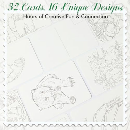 Watercolor Postcards 32 Sheets 4x6 inch 140lb/300gsm Watercolor Coloring Cards Pure Cotton Paper Post Cards Art Supplies for Painting DIY Mailing Invitations Greeting (Animals)