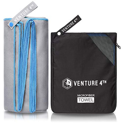 VENTURE 4TH 퀵 드라이 여행용 타월, 울트라 소프트 극세사 - 3가지 사이즈 - color: 그레이 블루, size: 72.00" x 31.50"