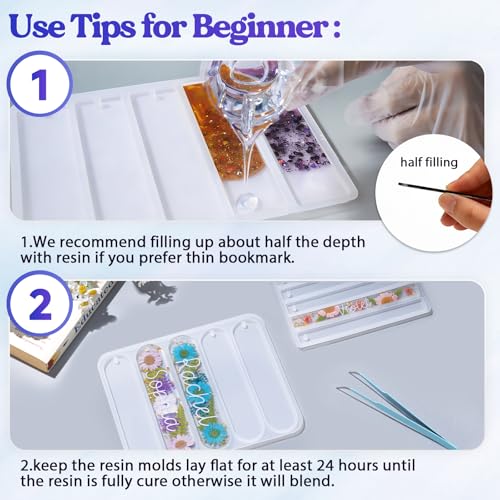 LET'S RESIN Bookmark Silicone Molds Set - 3 Shapes with 20Pcs Tassels - size: 3 style