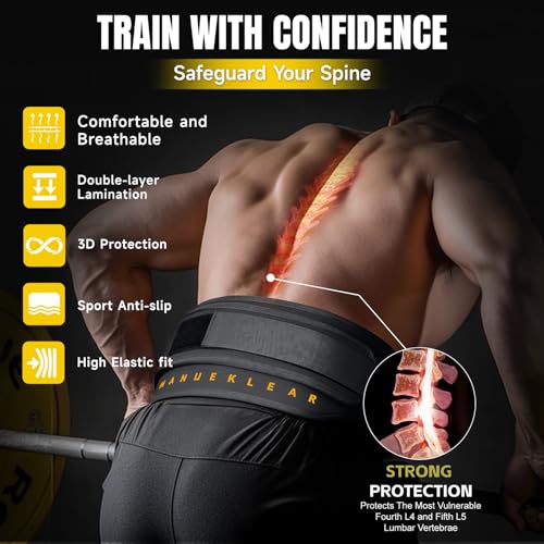 MANUEKLEAR 2-in-1 Weightlifting Belt & Dip Belt with 36.7 IN Rope, Double-Layer Weight Lifting Belts, Powerlifting Gym Weighted Belt for Pull Up Squat - color: Midnight Black, size: XL(38-41in)