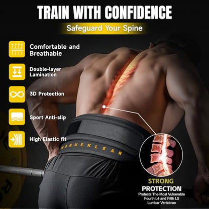 MANUEKLEAR 2-in-1 Weightlifting Belt & Dip Belt with 36.7 IN Rope, Double-Layer Weight Lifting Belts, Powerlifting Gym Weighted Belt for Pull Up Squat - color: Midnight Black, size: XL(38-41in)