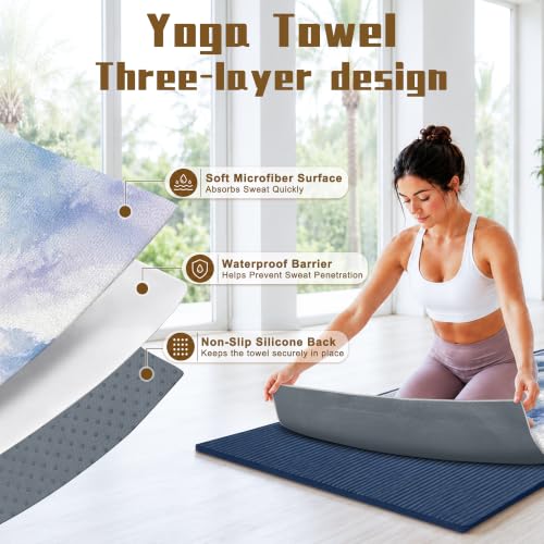 Yoga Mat Towel, Hot Yoga Towel High-Definition Pattern, Machine Washable with Ultra-Absorbent Yoga Towels for Hot Yoga Non Slip for Fitness, Exercise, Pilates, 72 x 27 in, Mountain - color: Mountain