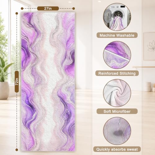 Yoga Mat Towel, Hot Yoga Towel High-Definition Pattern, Machine Washable with Ultra-Absorbent Yoga Towels for Hot Yoga Non Slip for Fitness, Exercise, Pilates, 72 x 27 in, Purple Ripples - color: Purple Ripples