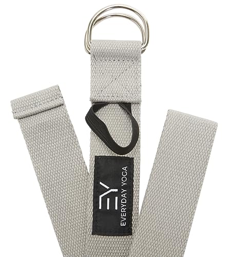 Everyday Yoga Strap with Metal D-Ring Athletic Stretching, 6ft/8ft/10ft | Durable Stretching Strap, Flexibility Training, Exercise & Fitness For Yoga, Pilates, Physical Therapy, Gym, Unisex-Adult - color: Slate, size: 6 Foot