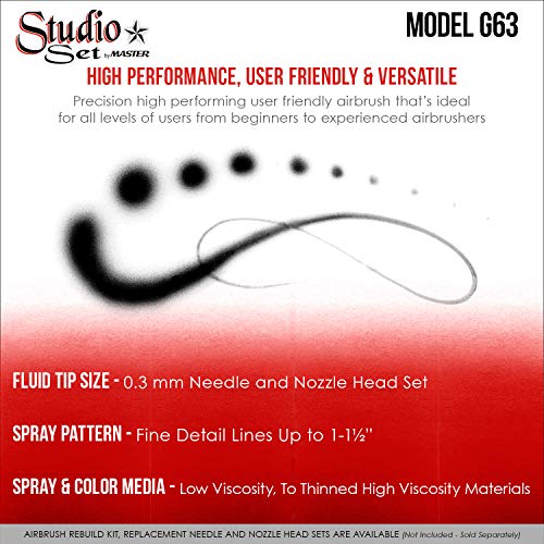 6 Pack Set of Multi-Purpose Precision Dual-Action Gravity Feed Airbrushes
