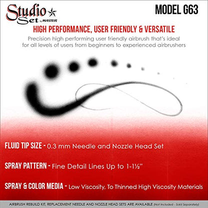 6 Pack Set of Multi-Purpose Precision Dual-Action Gravity Feed Airbrushes