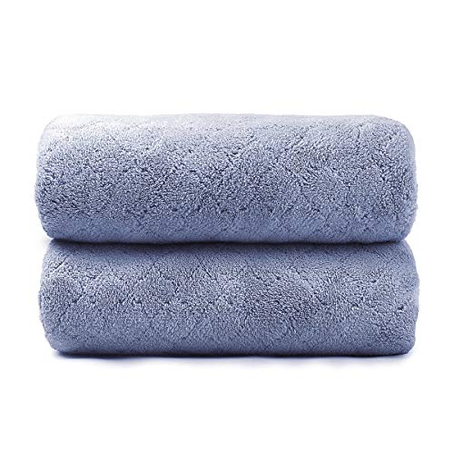 JML Microfiber Bath Towels with Hanging Loop, 2 Pack, 27x55 in, Blue - color: Blue, size: 2 Pack (30 in x 60 in)