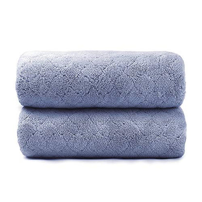 JML Microfiber Bath Towels with Hanging Loop, 2 Pack, 27x55 in, Blue - color: Blue, size: 2 Pack (30 in x 60 in)