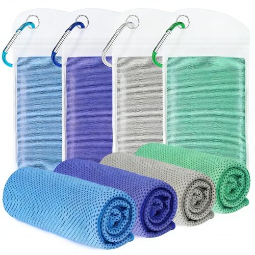 4 Pack Cooling Towels for Neck and Face(40"x12"), Cooling Neck Wraps, Ice Towel for Hot Weather, Soft Breathable Gym Towel, Cool Towel for Workout, Camping, Yoga, Sport, Running - color: Light Blue/Royal Blue/Emerald Green/Gray
