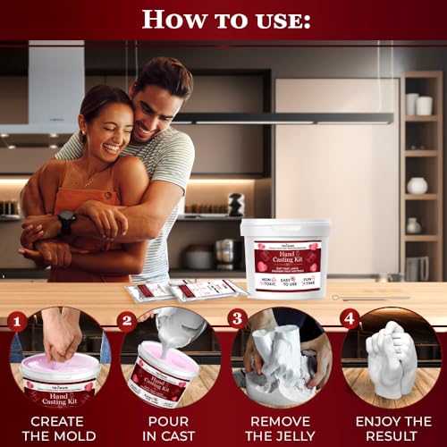 TECEUM Hand Casting Kit – Unique Gift for Couples, Family, Babies & Adults | DIY Romantic Gift for Wedding, Anniversary, Engagement, Baby Showers, Mother's Day and Christmas. Keepsake for Her & Him