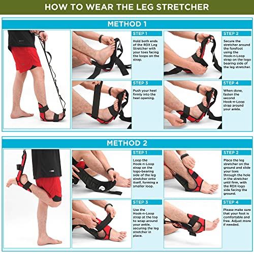 RDX Yoga Stretching Strap, Ankle Ligament Stretcher Belt with Loops Ligament Stretch Band, Fitness Leg Stretcher for Plantar Fasciitis, Foot Stretch Assist for Hamstring, Flexibility Exercise - color: Black