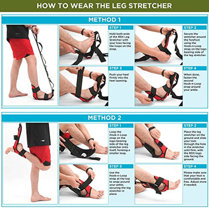 RDX Yoga Stretching Strap, Ankle Ligament Stretcher Belt with Loops Ligament Stretch Band, Fitness Leg Stretcher for Plantar Fasciitis, Foot Stretch Assist for Hamstring, Flexibility Exercise - color: Red