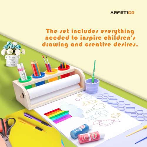 Tabletop Paper Roll Dispenser Art Easel with Paper Roll(Purple) - color: Purple